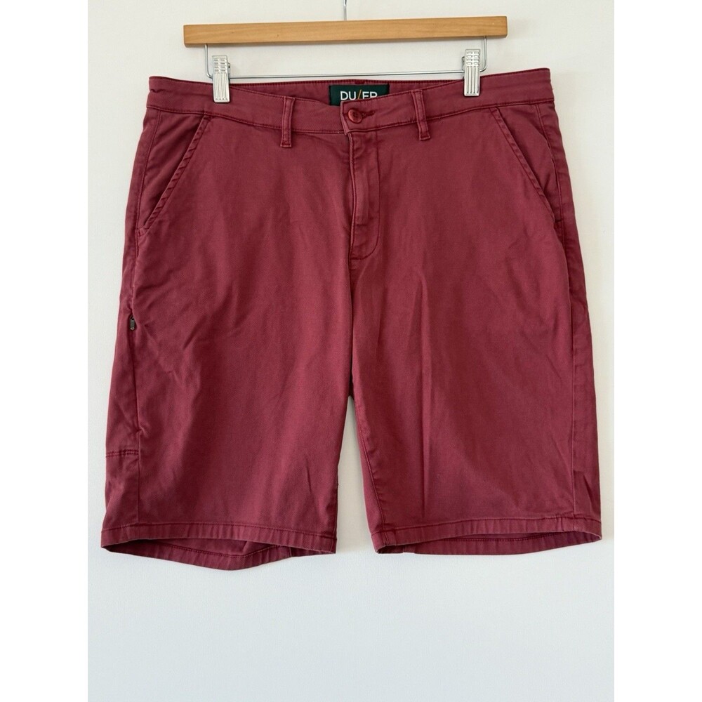 DU/ER Pimlico Performance Shorts Mens Size 34 Red MSTS1013 Stretch Chino